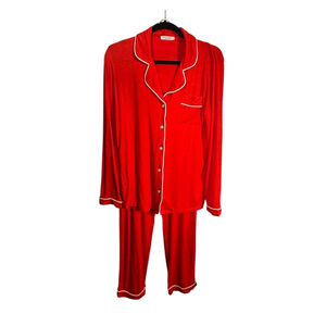 Size M Women's Ekouaer Red 2pc Long sleeve & Pants lightweight pajama set PJs
